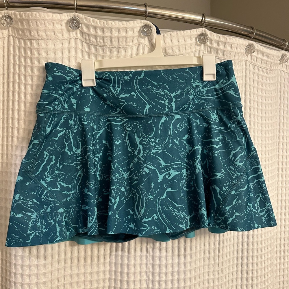 Athleta Teal Marble Mini Skirt